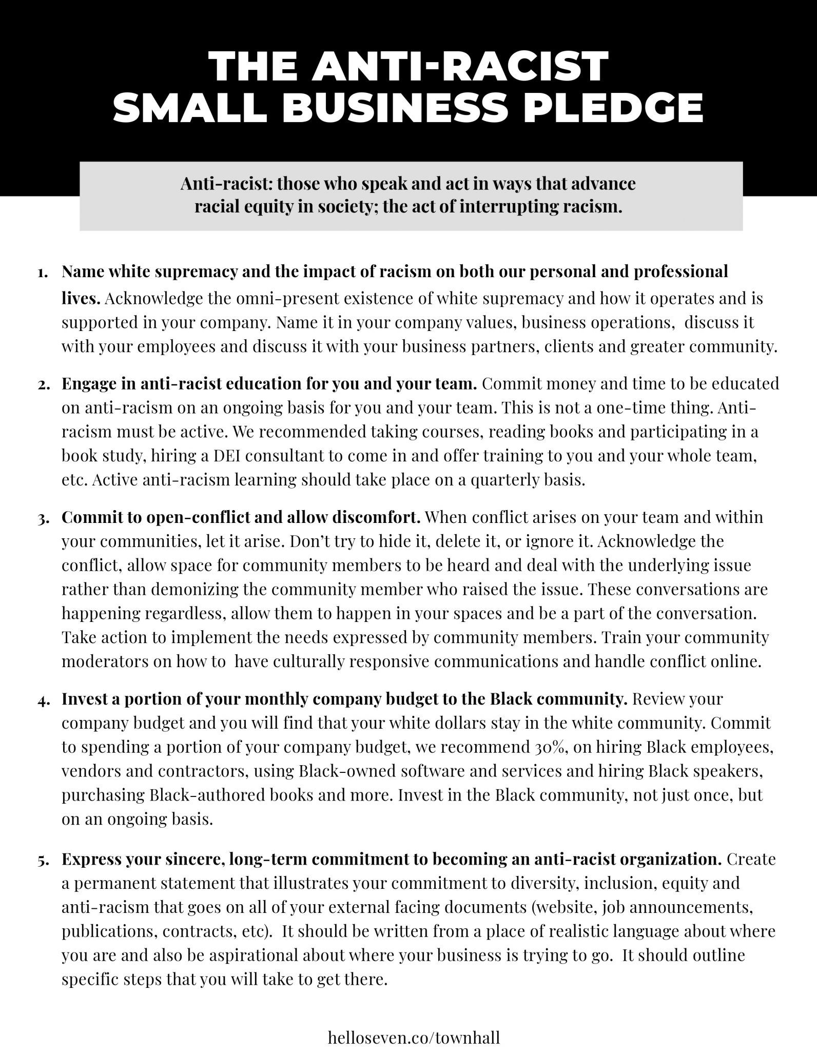 Anti Racist Pledge Our Commitment to Anti- Racism & the Anti-Racist Small Business Pledge